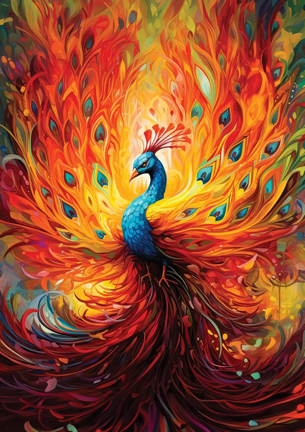 Art Puzzle Vogelpuzzels>: Colorful Peacock (1500) Verticale Puzzel
