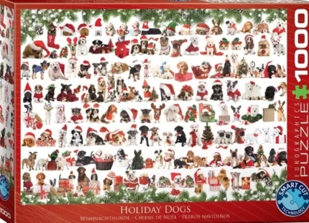 Eurographics Hondenpuzzels>: Holiday Dogs (1000) Kerstpuzzel