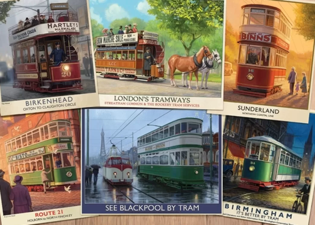 Falcon Collage Puzzels>: Vintage Trams (1000) Legpuzzel