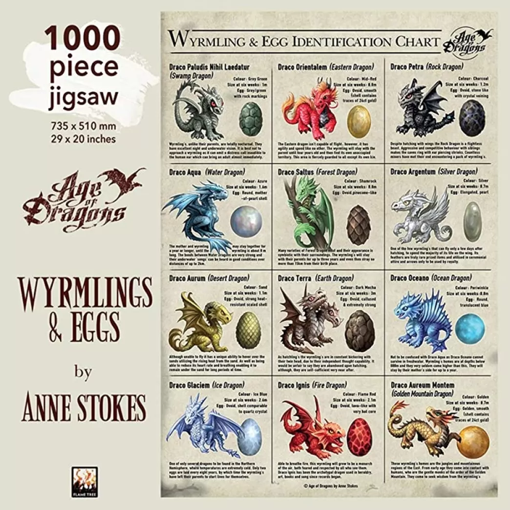 Flame Tree Publishing Fantasy Puzzels>Flame Tree: Age Of Dragons - Wyrmlings And Eggs (1000) Legpuzzel
