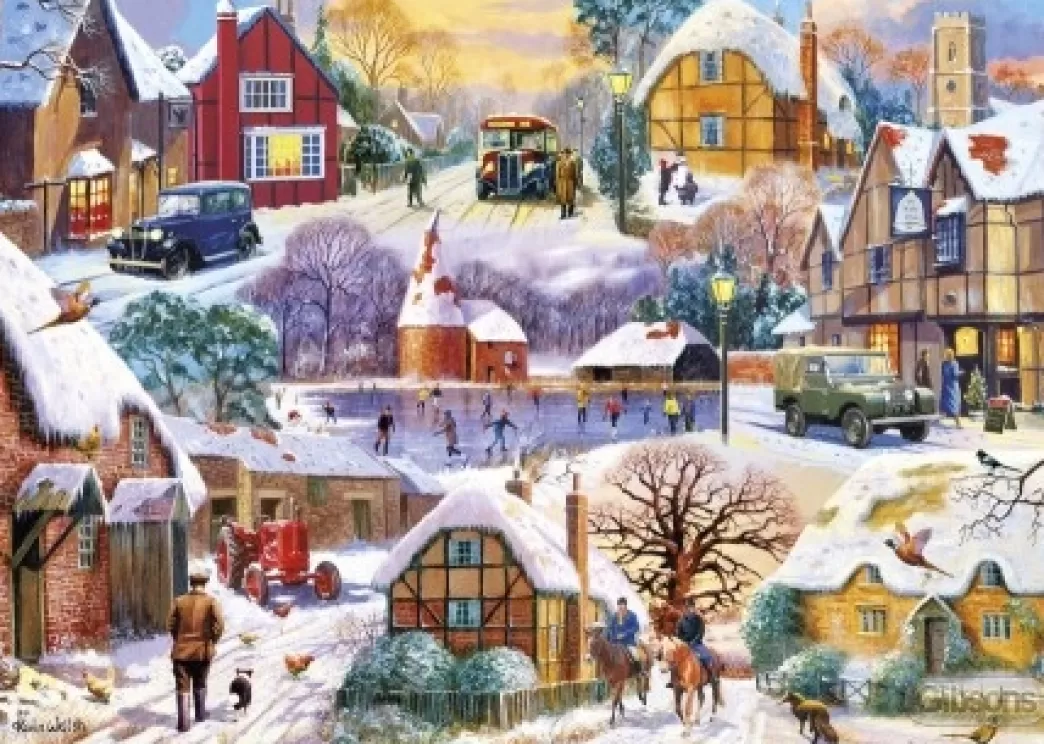 Gibsons Collage Puzzels>: Winter Cottages (1000) Winterpuzzel