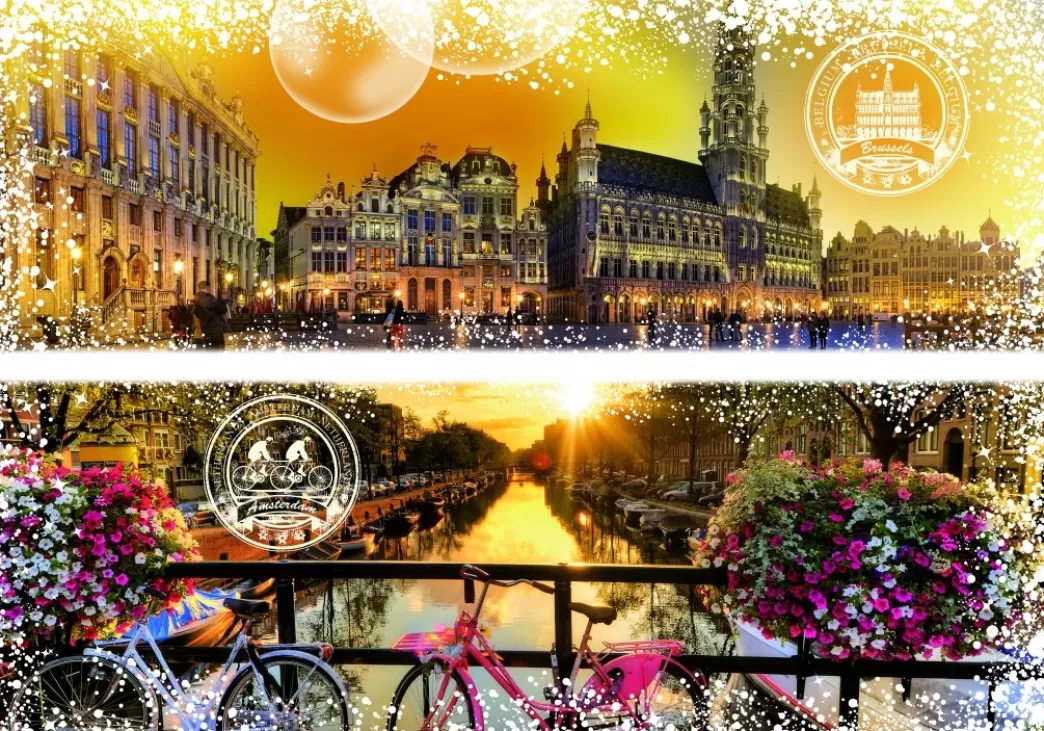 Grafika Collage Puzzels>: Travel Around The World - Belgium And The Netherlands (1000) Legpuzzel