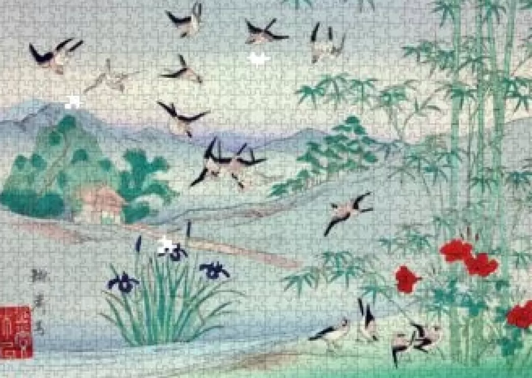 Museums and Galleries Vogelpuzzels>: Sparrows And Bamboo In The Rain (1000) Legpuzzel