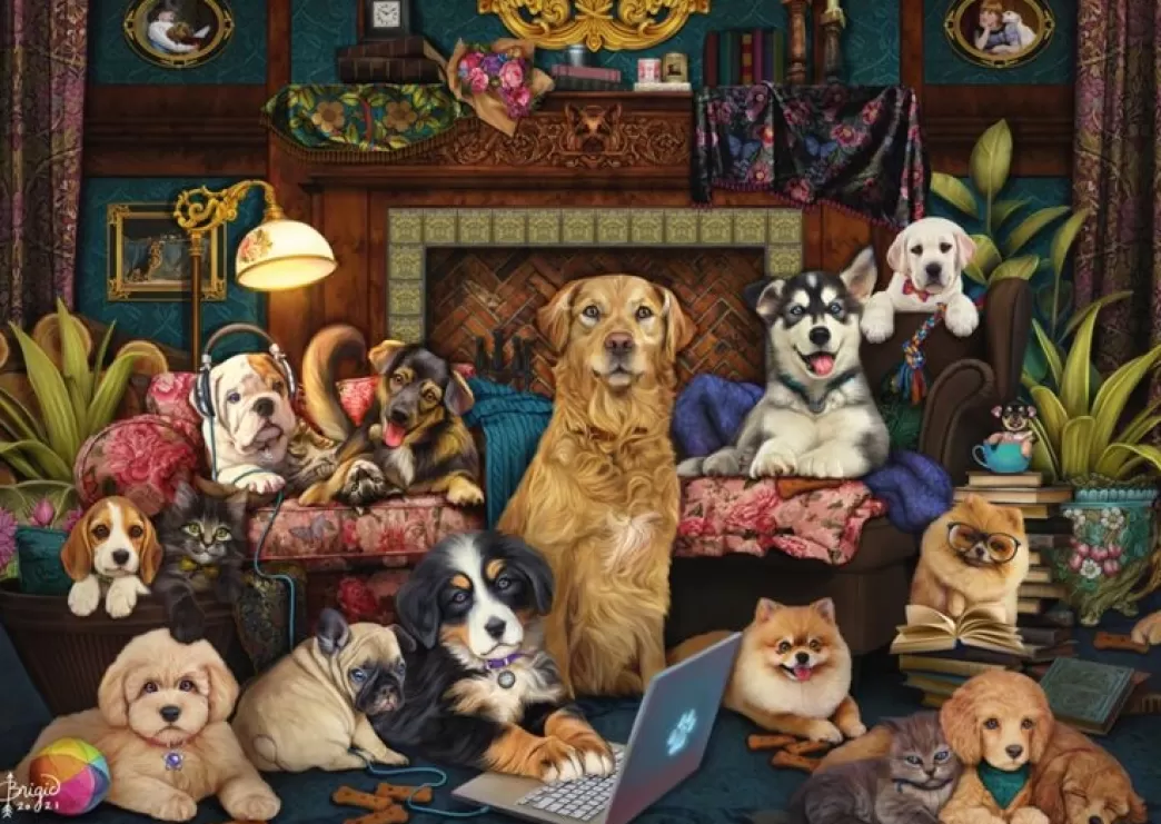 Schmidt Hondenpuzzels>: Brigid Ashwood - Colorful Evening In The Salon (1000) Hondenpuzzel